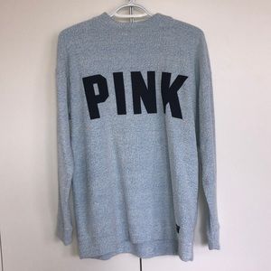 VICTORIA SECRET PINK LIGHT BLUE CREW NECK
